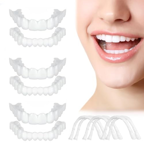 Wttfc 3 Paare Zähne Zum Aufstecken,Oben Und Unten Kosmetische Veneers Zähne Sofortige Furniere Zähne,Für Männer Frauen Schlechte Zahnaufhellung Alternative.