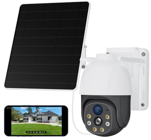 XIAOVV 4G LTE Überwachungskamera Aussen Akku mit SIM Karte,Solar Outdoor-Kamera,4MP Auflösung,10.000 mAh Akku,360° Drehung,IP65 wasserdicht,PIR Erkennung,2-Wege-Audio, (P5 Plus)