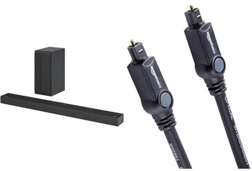 LG S65Q - Barra de Sonido Inteligente, 420W, 3.1 Canales, Sonido Envolvente DTS Virtual:X & Amazon Basics - Cable óptico de Audio Digital Toslink, 1.8 m/ 6 ft, Negro