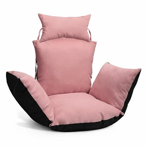 MG Design Hängesessel Kissen Rosa – Outdoor Auflage mit Kopfstütze & Bindeschnüren, wetterfest & komfortabel gefüllt