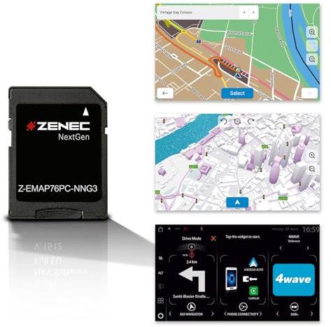 ZENEC Z-EMAP76PC-NNG3 – Micro SDXC-Karte mit PKW Navigationssoftware für ZENEC Infotainer Z-E3776, Z-N1000, Z-N975 und Z-N976, 3-D Karten für Europa, TMC