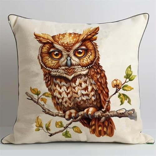 kitphoenix Kreuzstichkissen,Baumwolle,Stickset Anfänger Eule Bastelsets für Erwachsene,Stickkissen, Anfänger, Handstickerei-DIY 40x40cm