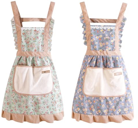 Hwtcjx Küchenschürze, Schürze mit Taschen, Verstellbare, 2 Stück | Küchen Schürze, Maschinenwaschbar Küchenschürzen, Schürze für Männer Damen, Küche Restaurant Café
