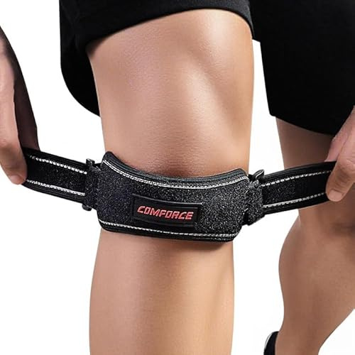 COMFORCE Ginocchira, supporto per rotula, supporto per calcio, corsa, basket, pallina volley e ginocchia piegate, artrite, scanalature incrociate in avanti, dolore per ferite lunare e dolore