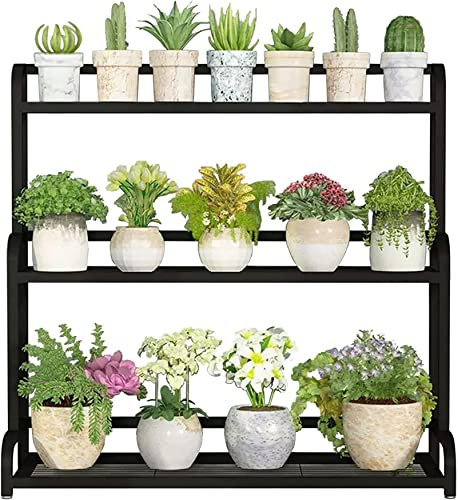 AKNGFO Supporto per Piante a più Livelli, scaffale in Ferro battuto Nero, portavasi per Fiori, scaletta Decorativa, scaffale per Interni ed Esterni, Organizer per riporre i Fiori ad Angolo