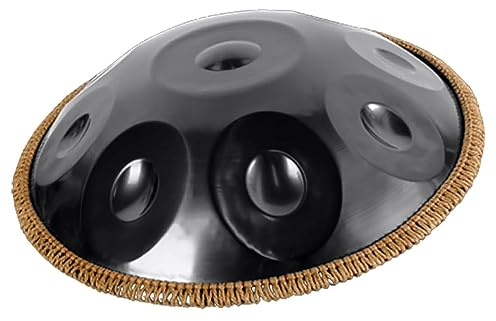 Handpan Trommel in D-Moll 10 Noten 432Hz/440Hz mit Tasche Schlägel und Ständer Stahl Handtrommel in Schwarz
