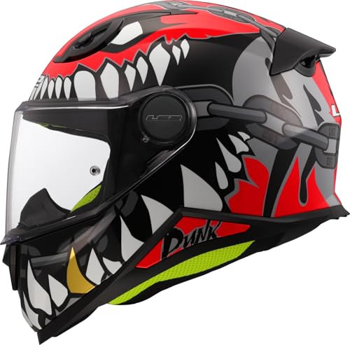 LS2, Casco Moto Integrale Bambino KID PUNK Gloss Grey Red, M