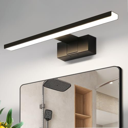 meoaow Spiegelleuchte Badezimmer LED Wandleuchte – 6W Spiegellampen für das Bad 30cm Schwarz Wasserdicht IP44 4000K Neutralweiße Beleuchtung Modern Wandlampe für Bad Flur Veranda Wohnzimmer