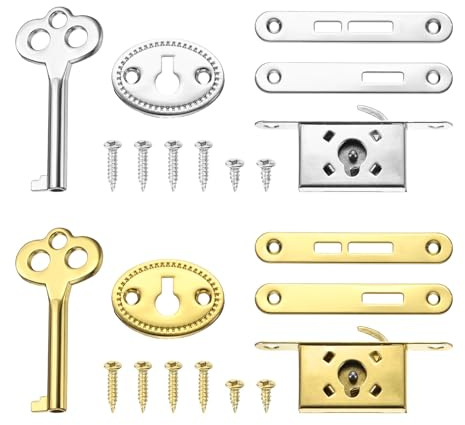 sourcing map Vintage Full Mortise Mini Locks with Key Set of 2, Zinc Alloy Mini Lock Jewelry Box Lock Replacement Box Lock for Cedar Box, Wine Box, Desk & Cabinet, Gold
