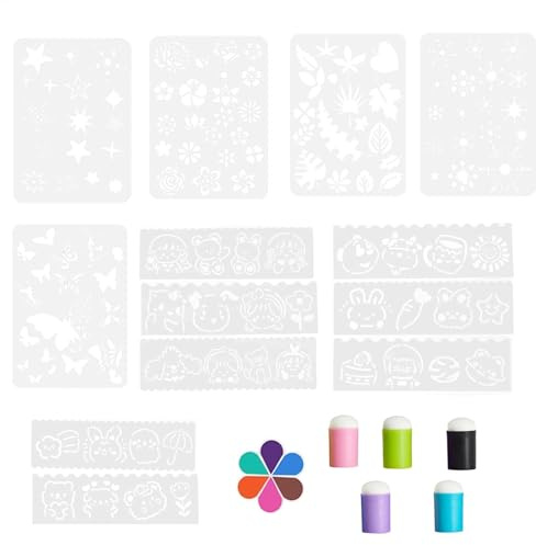 Kids Finger Paint Dover Kit, Sponge Finger Paint Set, Finger Paint Dover Kit Finger Painting Sponge Toys | Finger Craft Drawing Tools with 6 Colors Stamp Pad for Stamping, Drawing