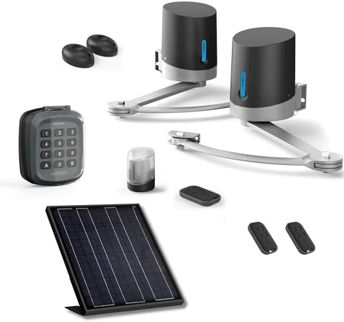 Avidsen Orane SE Kit Motorisation Solaire Portail Battant 250kg 2.5m | Panneau 20W intégré, Bras articulés, 3 télécommandes, Digicode sans fil, Photocellules sécurité