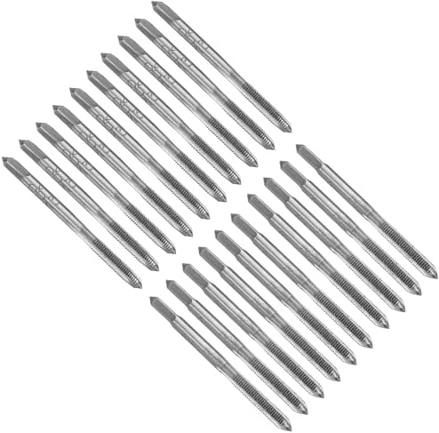 sourcing map 10 Set Metric Hand Taps, M3 x 0.5 H2 Thread Taper + Bottom Tap, 9CrSi Alloy Tool Steel Screw Threading Milling Tapping Tool Kit