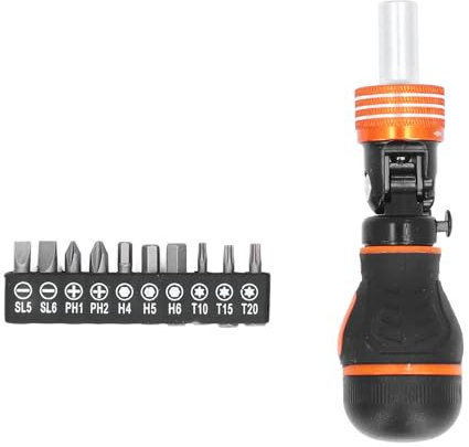lvifloae Portable Ratchet Screwdriver Set Ratcheting Screwdriver Bit Set 10 in 1 MultiBit Combination Adjustable Angled Multi Function Household Maintenance Tool