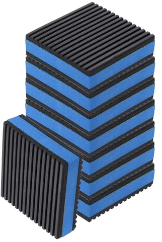 QUARKZMAN 8 pièces Patins anti-vibration 3 x 3 x 7/8 Noir/Bleu | pour machine à laver, Patins d'amortissement Tapis en caoutchouc rainurés avec centre en EVA Patins d'isolation