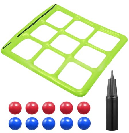 Uoqpty Jeu De Piscine Gonflable Morpion - Ensemble De De Piscine, Jeu De Lancer Flottant avec 10 Balles pour Adultes, Adolescents Et en-fants De 2 À 10 Joueurs, Décorations De Fête À La Piscine