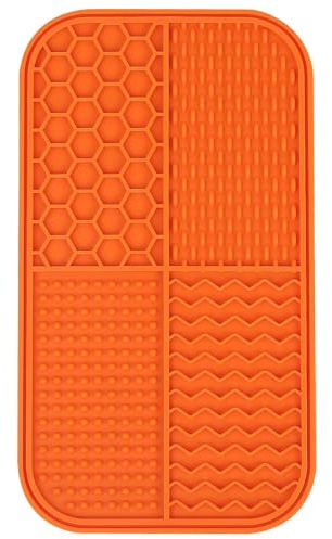 Silicone Dog Lick Mat with 4 Textures, 23.2 x 13 cm, Navy Blue (Orange, 23cm)