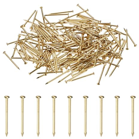 M METERXITY 200-Pack Small Tiny Nails, 1.5mm x 25mm Brass Precision MIni Nails Hardware Round Head for Wooden/DIY Crafts Decorative/Household Accessories/Picture Hanging