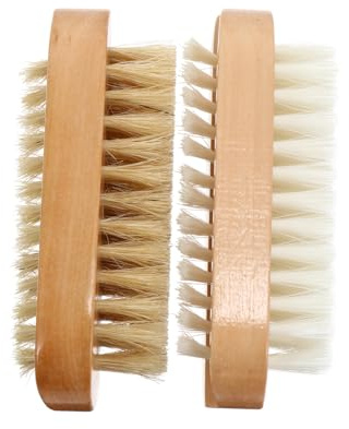 FOMIYES Brosse à Ongles Réversible Outil Pratique pour Nettoyer Mains et Pieds Poils de Porc en Bois et Manche en Pp, Lot de 2 Pièces Couleur Aléatoire