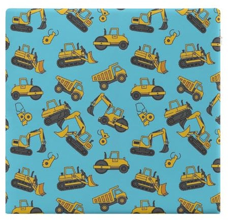 KATVEESC Lightweight Washable Buldozer Excavator Construct Machines Yellow Blue Floor Pillows, Memory Foam Meditation Chair Cushions for Adults Long Time Sitting
