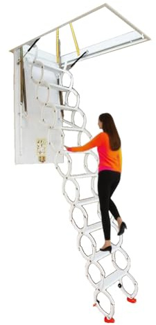 GJMSSMY Scala Retrattile per soffitta ad Alta Resistenza con capacità di carico di 1100 libbre, Scale Pieghevoli da soffitto, Ideali per Garage e seminterrati, Blu 80x120 cm