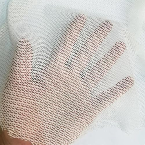 Organza Sheer Fabric, 90Cm*145Cm Small Hole Stretch Hollow Lace Fabric Soft Polyester Mesh for Lingerie Vest and Dress Sewing Projects(White,Many Yards not Cut)