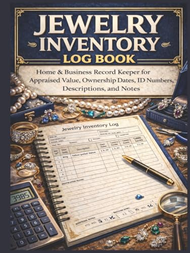 Jewelry Inventory Log Book: Home & Business Record Keeper for Appraised Value, Ownership Dates, ID Numbers, Descriptions, and Notes