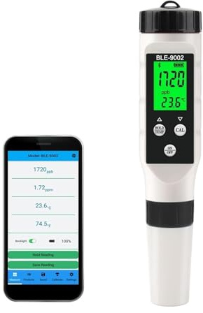 LLAWQSM Wassertester, Digitales Temp H2 wasserstoffreiches Messgerät 0-2990ppb Automatische Kalibrierung Blue Tooth APP Online-Monitor Trinkwasserqualitätstester-Tool