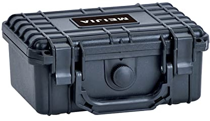 MEIJIA Vattentätt skyddande hårt fodral, kamerafodral med anpassningsbart skum, passar användning av kamera, drönare, lins, 20 x 16 x 9 cm, elegant svart
