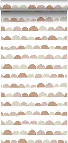 papier peint motif graphique vieux rose et terracotta 53 cm x 10.05 m - ESTAhome