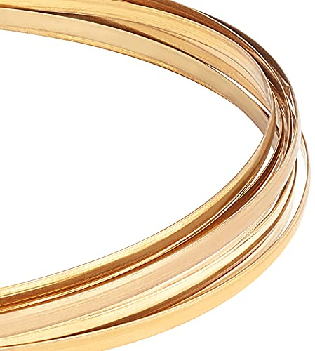BENECREAT 5m Halbrunder Kupferdraht 5mm Breiter Schmuckperlendraht 1mm Dicker Flacher Goldkupferdraht Für Bastelbedarf