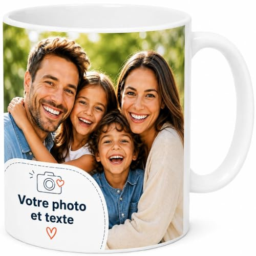 Ocadeau Mug personnalisé photo et texte – Tasse blanche céramique - Idée cadeau unique