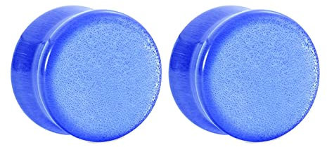 Lieson Tunnel Expander Ohr Stretching Set, 2 Stück Tunnel Steine Einfach 16mm Flesh Tunnel Blau