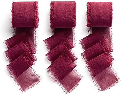 AOKSUNOVA Chiffonband Geschenkband Schleifenband Hochzeit Rot | Chiffonband als Geschenkband und Schleifenband für Hochzeit, Elegantes Dekoband für Geschenkverpackung und Dekoration