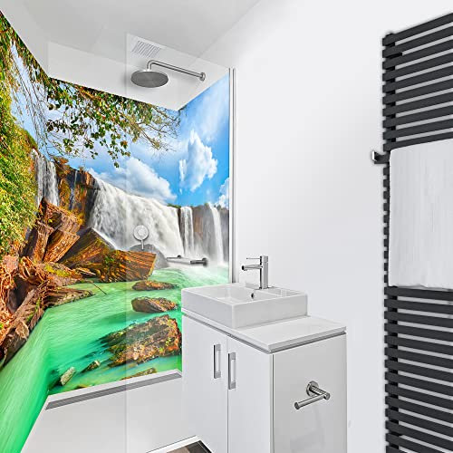 WANDFREUDE individuelle Duschrückwand Aluverbundplatte auf Maß (3 Stück - Vietnam - Seidenmatt) – Dusche Wandverkleidung Duschwandverkleidung Duschrückwände