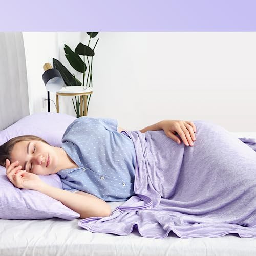 MOOFUN Q-max > 0,46 Arc-Chill Technology Couverture rafraîchissante pour les dormeurs chauds, sueurs nocturnes, bouffées de chaleur, fraîches, douces, légères, lavables en machine – Violet