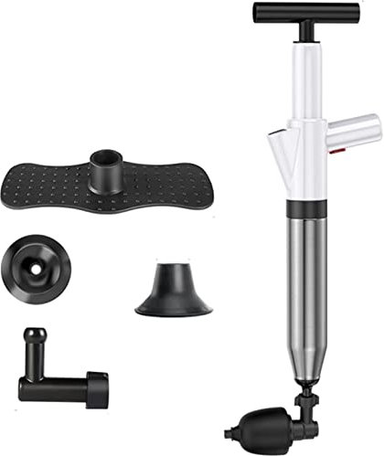 Toilet Plungers Drain Unblocker High Pressure Air Drain Blaster Cleaner Powerful Manual Pneumatic Dredge Equipment Clogged Pipe (Color : Stainless Steel a)