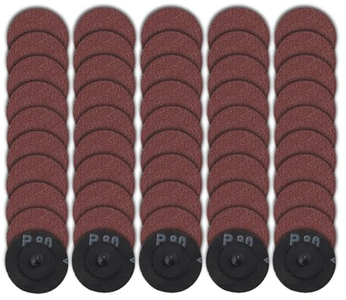 LEONTOOL 50 Pcs 2 Inches Quick Change Sanding Discs for Drill & Die Grinder, Sandpaper Grinding Pad Aluminum Oxide Abrasive Disc for Surface Prep Strip Burr Polish Finish Rust Paint Removal, 80 Grit