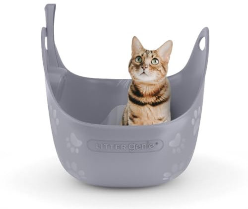 Litter Genie LitterBox Grey, Katzentoilette grau, Elegantes und praktisches Design, einfache Entleerung, inkl. Schaufel