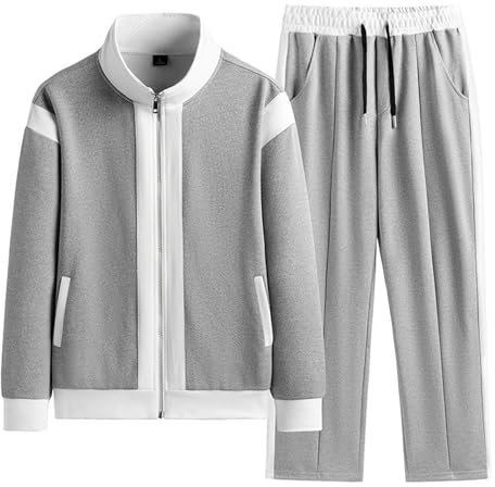 Duohropke Trainingsanzug Herren Jogginganzug für Männer Freizeitanzug Sportanzug Set Jogginghose Langarm Sweatshirt Patchwork Hose für Gym Fitness Sportbekleidung Tracksuit