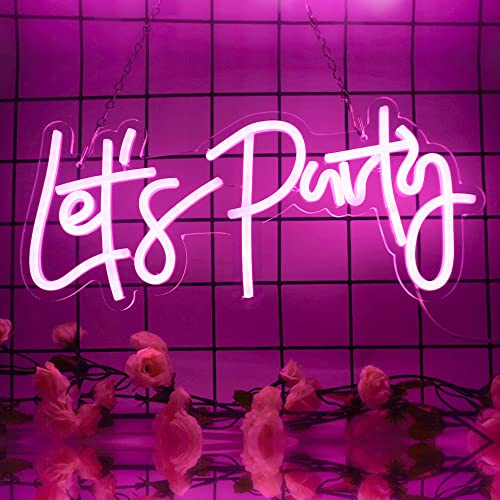 Aslanka Let's Party Neon Sign, Neon Signs for Bedroom Wall Decor USB Powered Neon Light Wall Sign for Bedroom, 15.7 x 6.7 inch