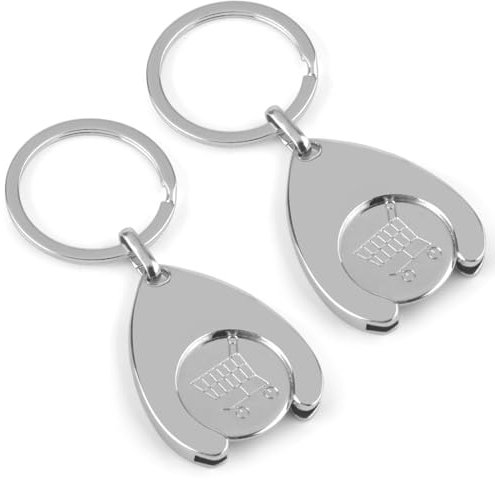 TNSLAND Lot de 2 jetons de caddie, porte-clés de voiture, porte-clés de caddie, Silbrig, M