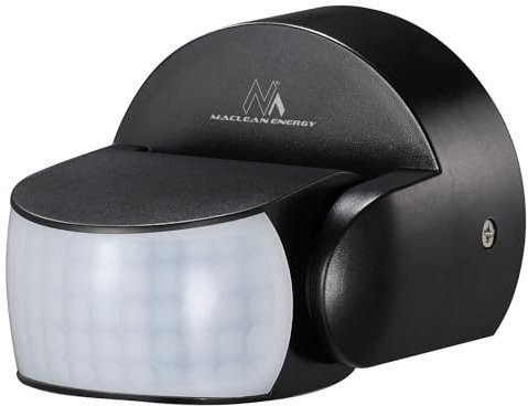 Maclean PIR motion sensor, infrared, IP65, black, range 12m, max load 600/1200W, MCE468 B