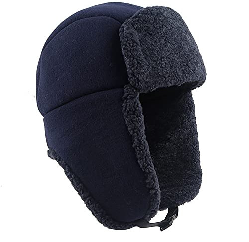 GaRcan Bombermütze, Unisex, warme Wintermütze, Fell-Ohrenschützer, Schneemütze, warm (schwarz, XL (59–60 cm))