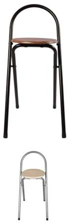 JARDIN202 JARDIN202 - Taburete Plegable con Respaldo y Reposapies para Cocinas Silla plegable 38X38X67cm Pack 2 uds (Negra/Nogal)