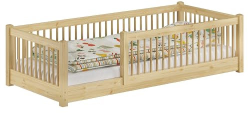 Erst-Holz®Kinderbett niedriges Bodenbett Kiefer Natur 80x180 Kleinkinder Laufstall ähnlich V-60.65-08-180ohne Zubehör