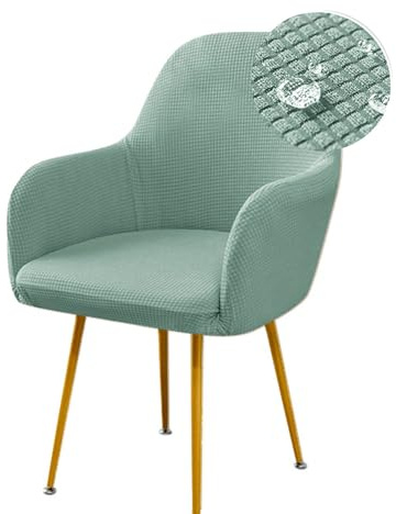 Highdi Stretch Stuhlhussen mit Armlehne aus Jacquard Wasserdichter Stuhlbezug Hussen für Esszimmerstühle Sesselbezug Waschbar Universal für Esszimmer Hotel Bankett Deko (4er Set,Hellgrün)