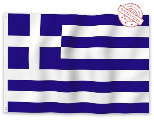 Aoihrraan Griechenland Flagge 120x180cm Doppelseitige Griechische Flaggen Banner Für Outdoor Feiern Haus Garten Veranda Party Dekoration Flaggen Mit 2 Stabilen Ösen Präzision Maschine Genäht