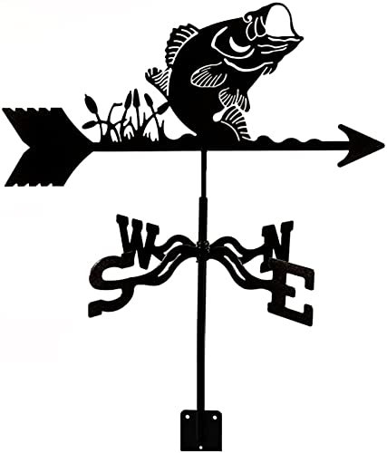 Wetterfahne Fisch-Wetterfahne aus Metall, Tierwetterfahne, Windrichtungsanzeiger mit Dachmontage, Dachgarten-Windfahne, Dekorationen für den Außenbereich, Bauernhof, Hof, Pavillon, Messwerkzeug (B)
