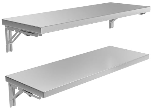 TAIMIKO Stainless Steel Shelf Folding Concession 120cm Wall Mounted Shelves | 50Kg Folding Wall Shelf for Commercial Kitchens,Food Truck,Trailer Windows Restaurants, Laundry & Utility Rooms