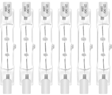 Morotty R7S Halogenstab 78mm 100w, R7S Halogen Leuchtmittel 230V 2800k Warmweiß, Glühbirne R7S J78 Dimmbar für Baustrahler, Stehlampen, Arbeit Landschaftsbeleuchtung,Wohnzimmerleuchten (6 pack)